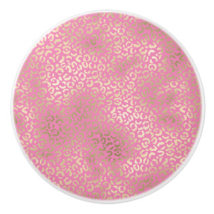 Guld Rosa Glam Leopard Skriv ut Knopp