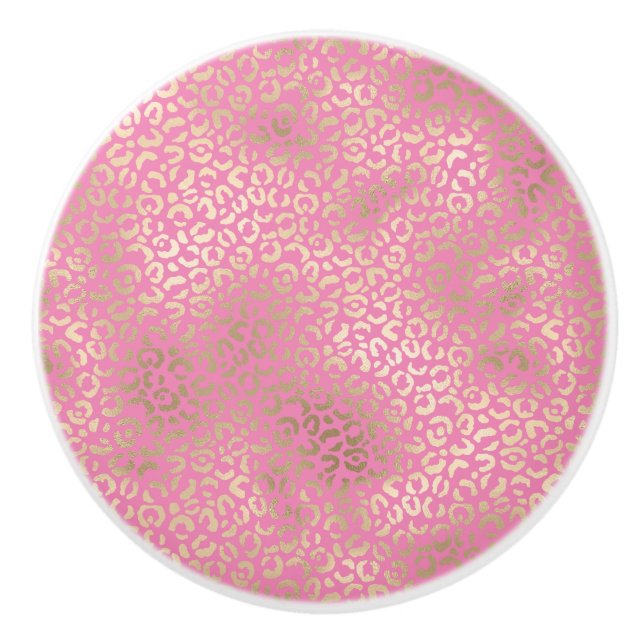 Guld Rosa Glam Leopard Skriv ut Knopp (Framsidan)