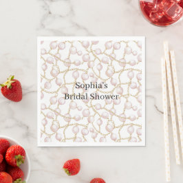 Guld Rosa Glam Pärlor Bröllopsdusch Pappersservett