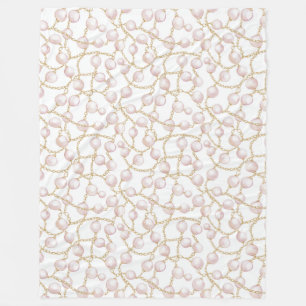Guld Rosa Glam Pearls jul Fleecefilt