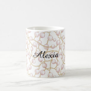 Guld Rosa Glam Pearls Kaffemugg