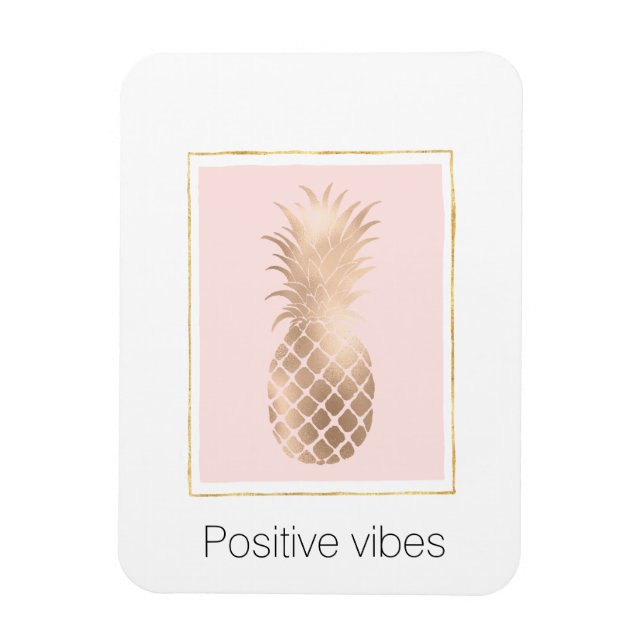 Guld Rosa Glam Tropical Pineapple Magnet (Vertikal)