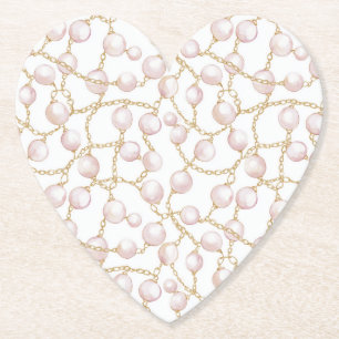 Guld Rosa Glamör Pärlor Underlägg Papper