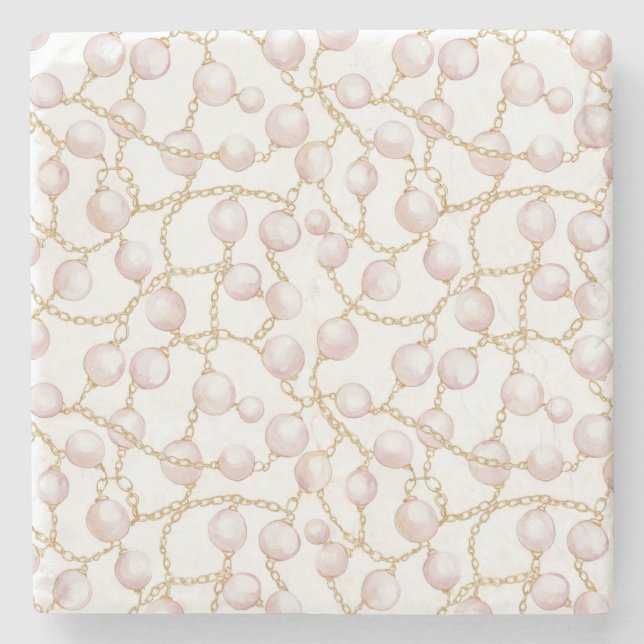 Guld Rosa Glamörpärlor Stenunderlägg (Framsidan)