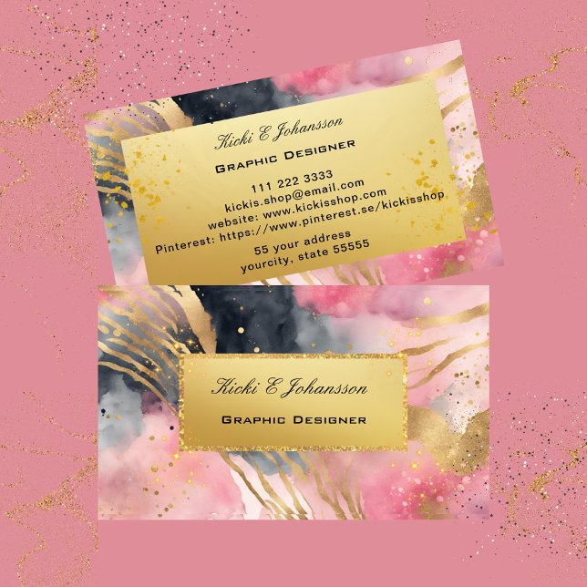 Guld Rosa Glitter Foil Affärskort Visitkort (Gold Pink Glitter Foil Business Card)