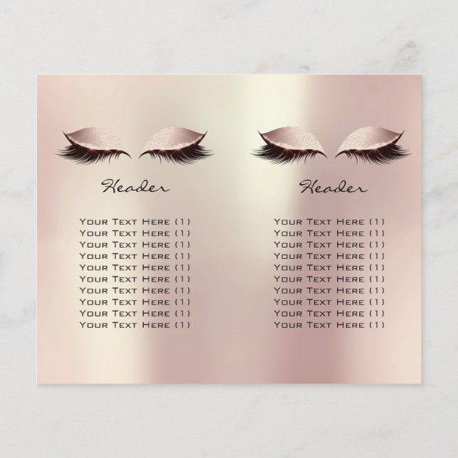 Guld Rosa Glitter Makeup Öga Lash Prices-bipacksed Flygblad (Baksidan)