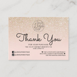 Guld Rosa Glitter Ombre Tack Visitkort