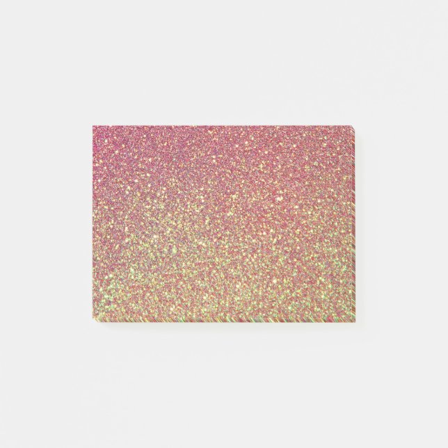 Guld Rosa Glitter Struktur Post-it Block (Framsida)