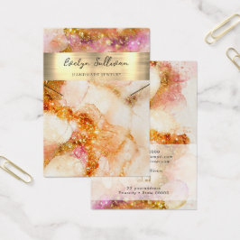 guld rosa glitter vattenfärgshalsband visning kort