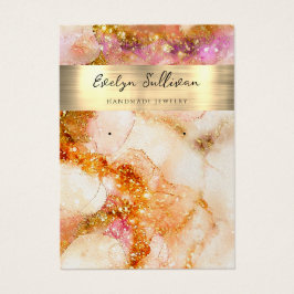 guld rosa glitter--visning för smycken visitkort