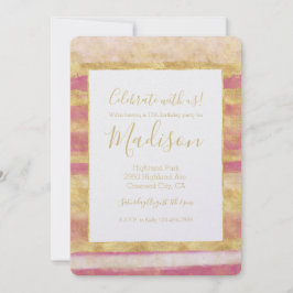 Guld Rosa Glitz Rand Inbjudningar