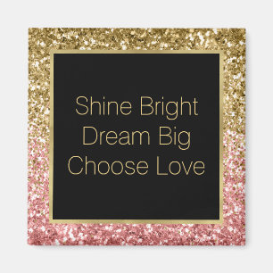 Guld Rosa Glitzy Glitter Gnistra Magnet