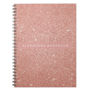 Guld Rosa Gnistra Glitter Monogram Anteckningsbok