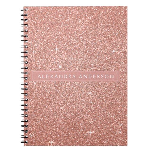 Guld  Rosa Gnistra Glitter Monogram Anteckningsbok (Framsidan)