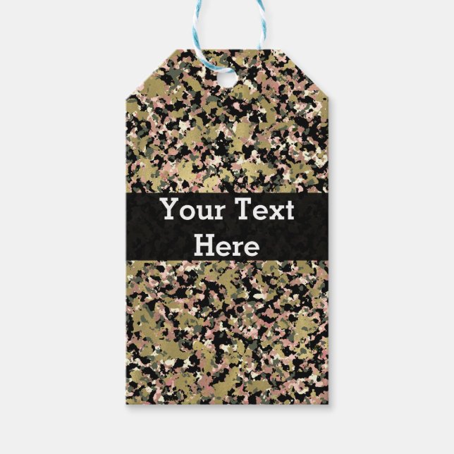 Guld Rosa Grönt Black Camouflage Mönster Skriv ut Presentetikett (Framsidan)