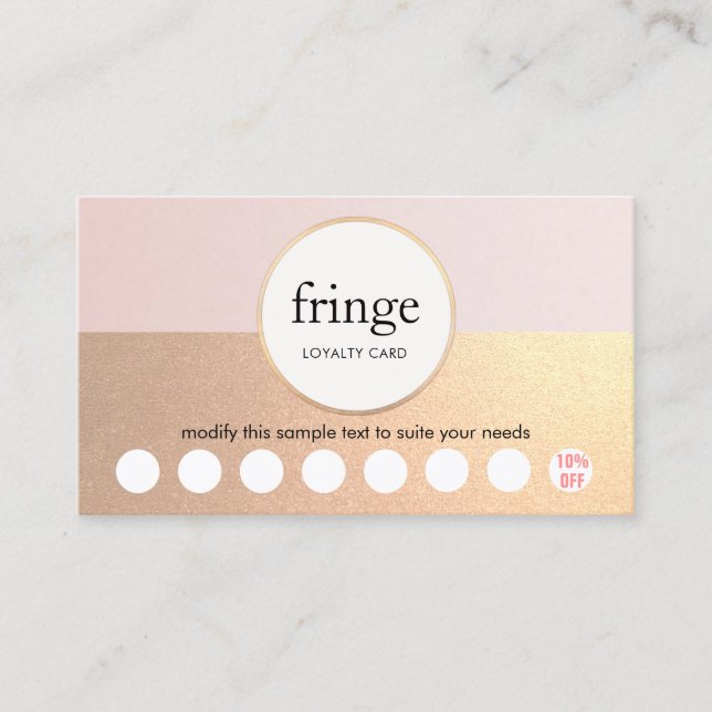 Guld ROSA Hair Salon 8 Slår Loyalty Lojalitetskort (Framsida)