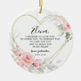 Guld  Rosa Heart Geometric Godföräldrar Julgransprydnad Keramik