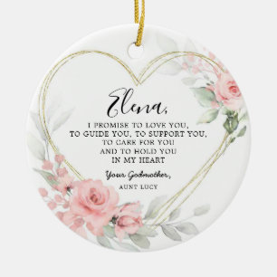 Guld  Rosa Heart Geometric Godföräldrar Julgransprydnad Keramik