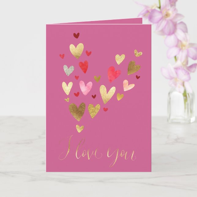 Guld Rosa I kärlek du Hearts Kort (Orkide)