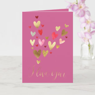 Guld Rosa I kärlek du Hearts Kort