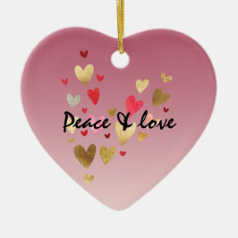 Guld Rosa Kärlek Hearts Julgransprydnad Keramik