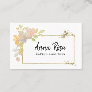 *~* Guld Rosa Lavender Elegant Vattenfärgsblomma Visitkort
