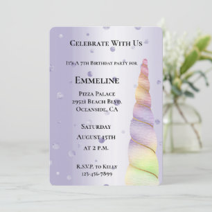 Guld Rosa Lila Dots Lime Unicorn Birthday Inbjudningar