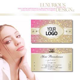 Guld Rosa Lila Glitter Diamonds lägger till Logoty Visitkort