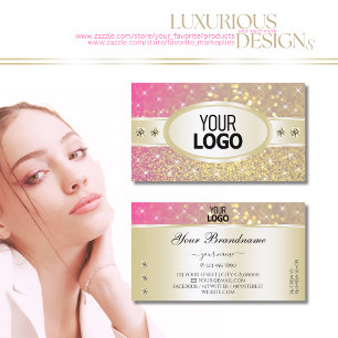 Guld Rosa Lila Glitter Diamonds lägger till Logoty Visitkort