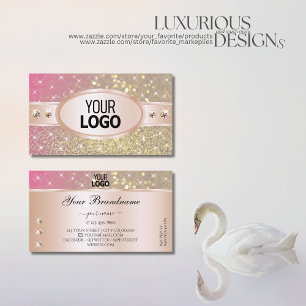 Guld Rosa Lila Glitter Diamonds Logotyp Ro Golden  Visitkort