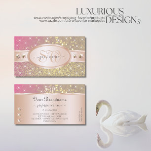 Guld Rosa Lila Glitter Rhinestones Initialer Ro Visitkort