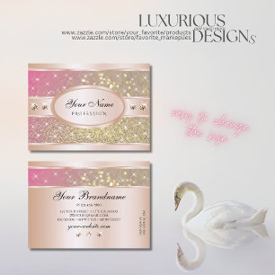 Guld Rosa Lila Glitter Stars Diamonds Ro Guld Visitkort