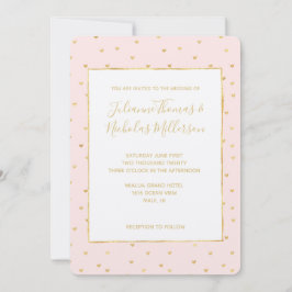 Guld  Rosa Little Hearts Bröllopsinbjudningar Inbjudningar