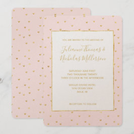 Guld Rosa Little Hearts Bröllopsinbjudningar Inbjudningar