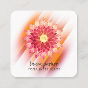 Guld Rosa Lotus Flower Yoga Instructor Zen Art Fyrkantigt Visitkort