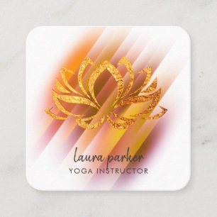 Guld Rosa Lotus Flower Yoga Instructor Zen Art Fyrkantigt Visitkort