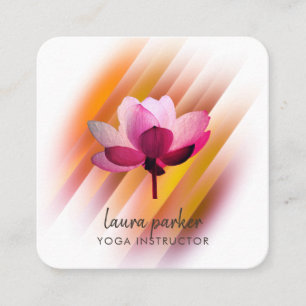 Guld Rosa Lotus Flower Yoga Instructor Zen Art Fyrkantigt Visitkort