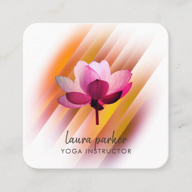 Guld Rosa Lotus Flower Yoga Instructor Zen Art  Fyrkantigt Visitkort (Framsida)