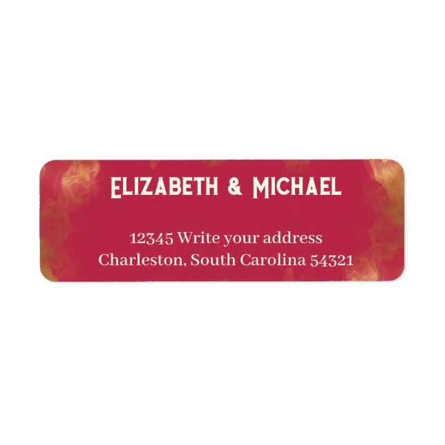 GULD ROSA MAGENTA PERSONLIGT BRÖLLP i ELEGANT Returadress Etikett (Framsidan)