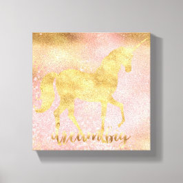 Guld  Rosa Magic Unicorn Canvastryck