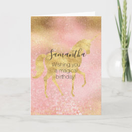 Guld Rosa Magic Unicorn Kort