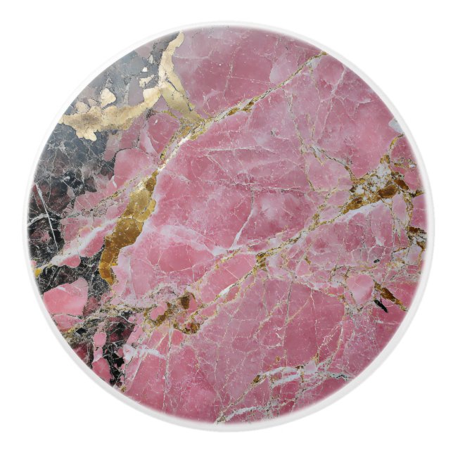 Guld Rosa Marble Mönster Knopp (Framsidan)