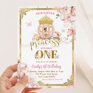 Guld Rosa Mexikanska prinsessan Carriage First Bir Inbjudningar