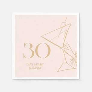 Guld Rosa Modern 30:e Vuxens födelsedag Napkin Pappersservett