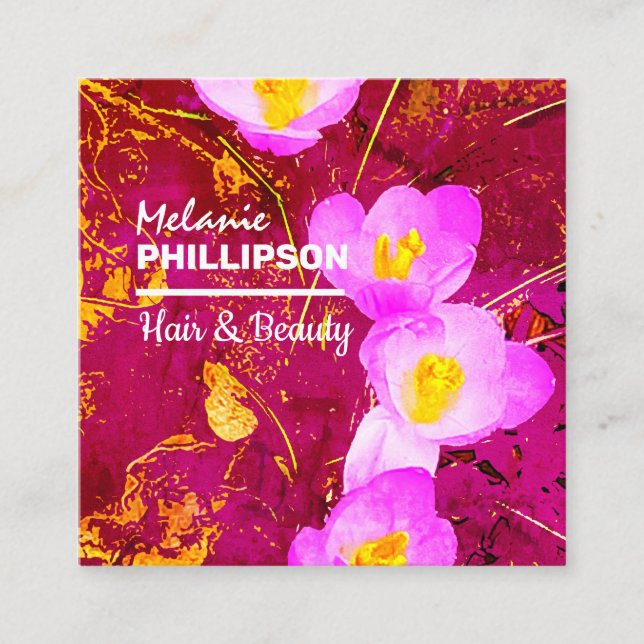 Guld Rosa Modern Hair Beauty Square Fyrkantigt Visitkort (Framsida)