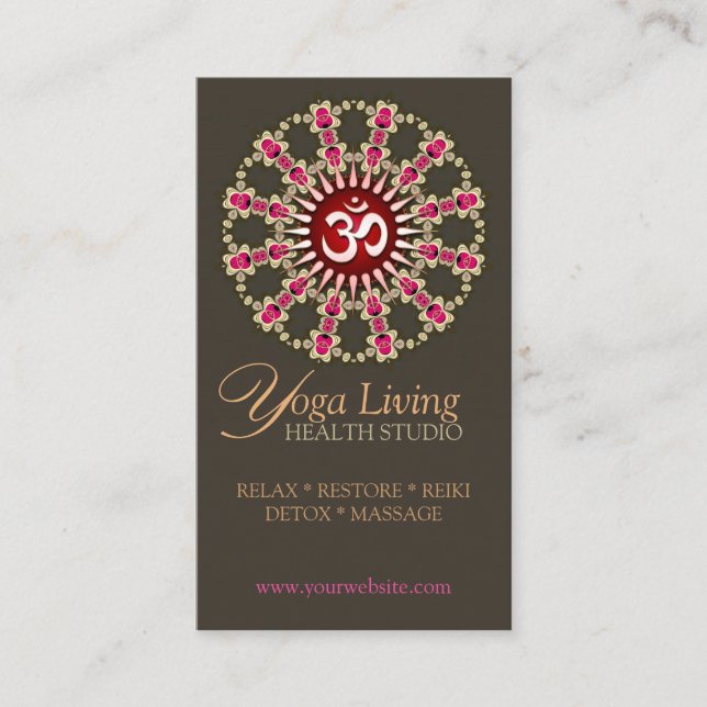 Guld Rosa om energiläkning Yoga New Age Biz-kort Visitkort (Framsida)