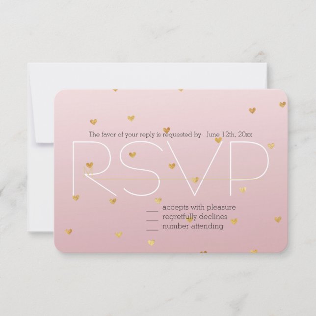 Guld  Rosa Ombre Hearts OSA (Framsida)
