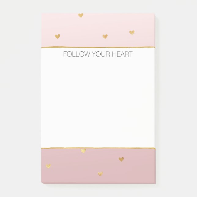 Guld  Rosa Ombre Hearts Post-it Block (Framsida)