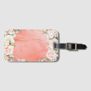 Guld Rosa Peach Blommigt Vattenfärgsfärg Elegant Bagagebricka