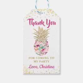 Guld Rosa Pineapple Blommigt Tack Gift Märkres Presentetikett